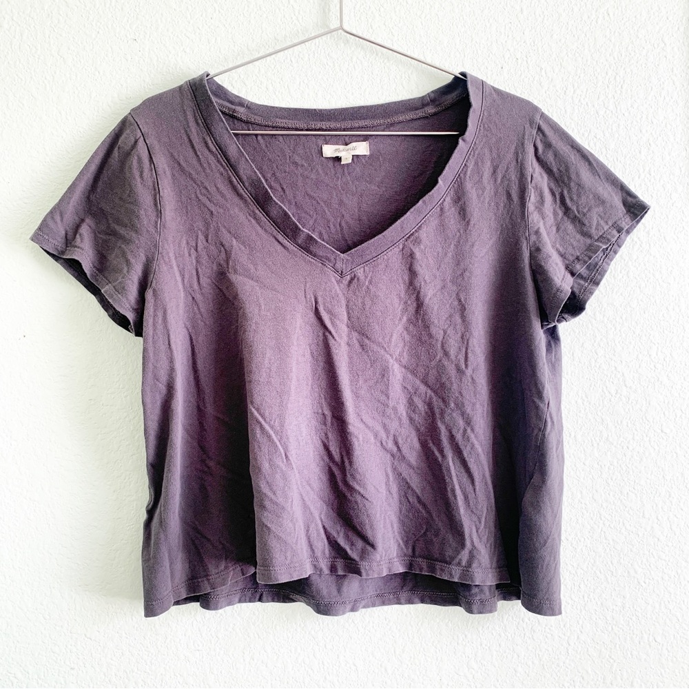 MADEWELL basic crop top tee shirt grey t-shirt short sleeve Large